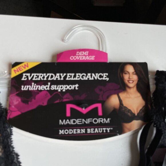 Maidenform Modern Beauty Lace Demi Bra Unlined Womens 34D Black DM9600 NEW - Picture 2 of 8